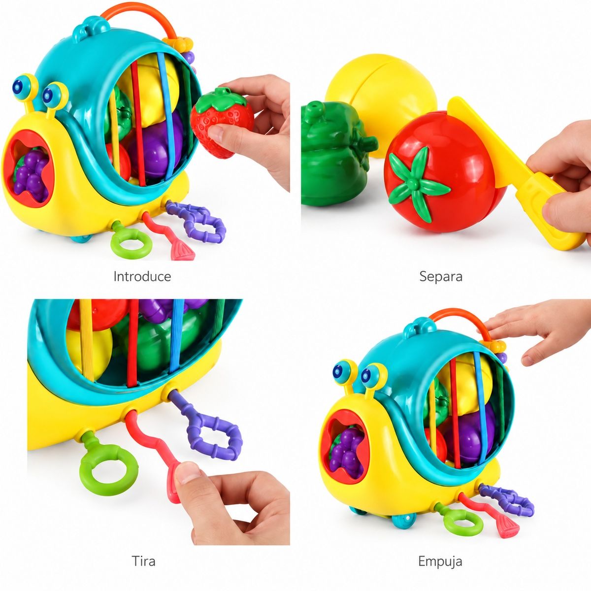 Caracol Didáctico para Bebés con Frutas de Encaje - Imagen 3
