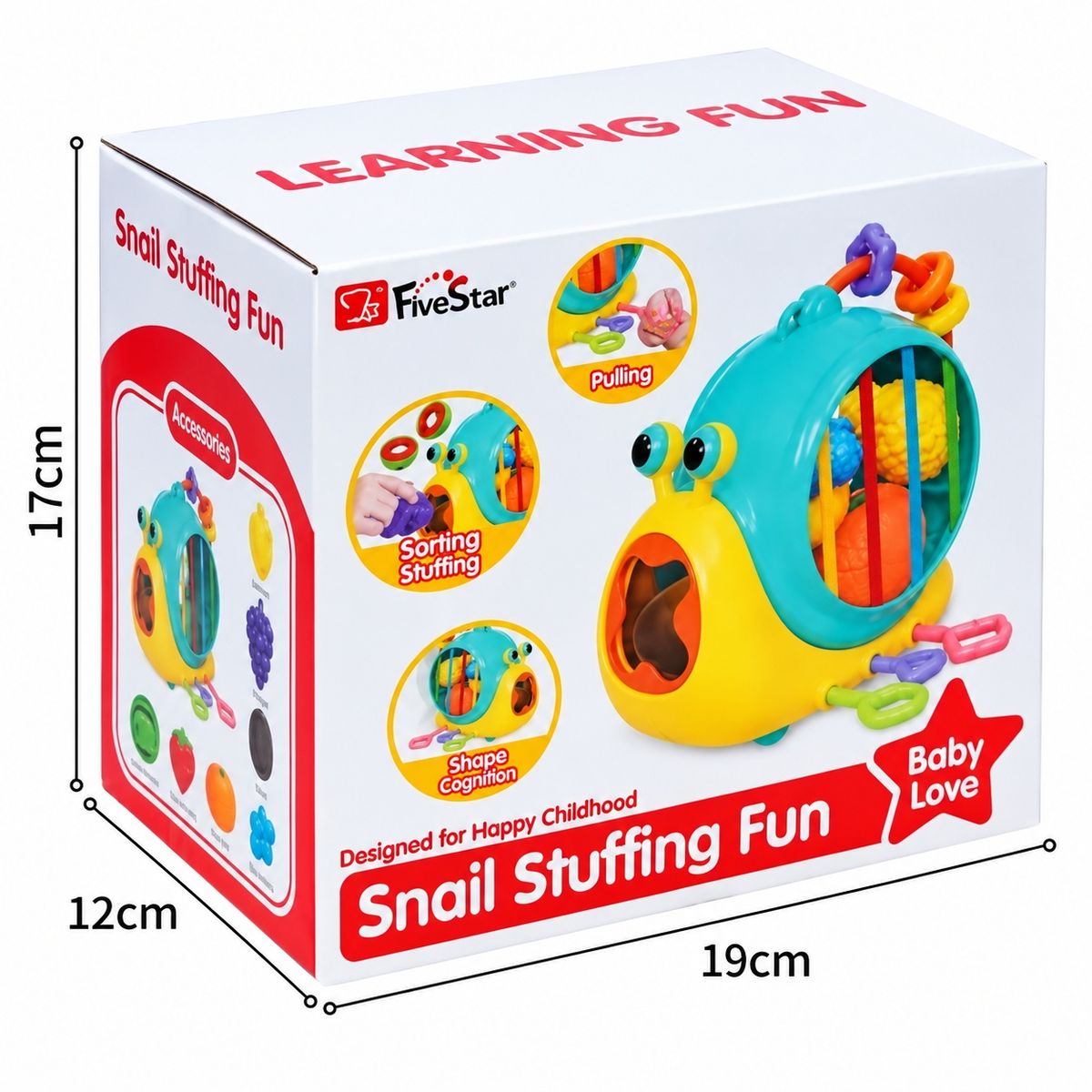 Caracol Didáctico para Bebés con Frutas de Encaje - Imagen 4