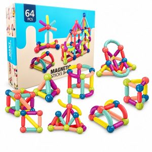 Bloques Magnéticos de Construcción para Niños 64 Piezas – Magnetic Sticks