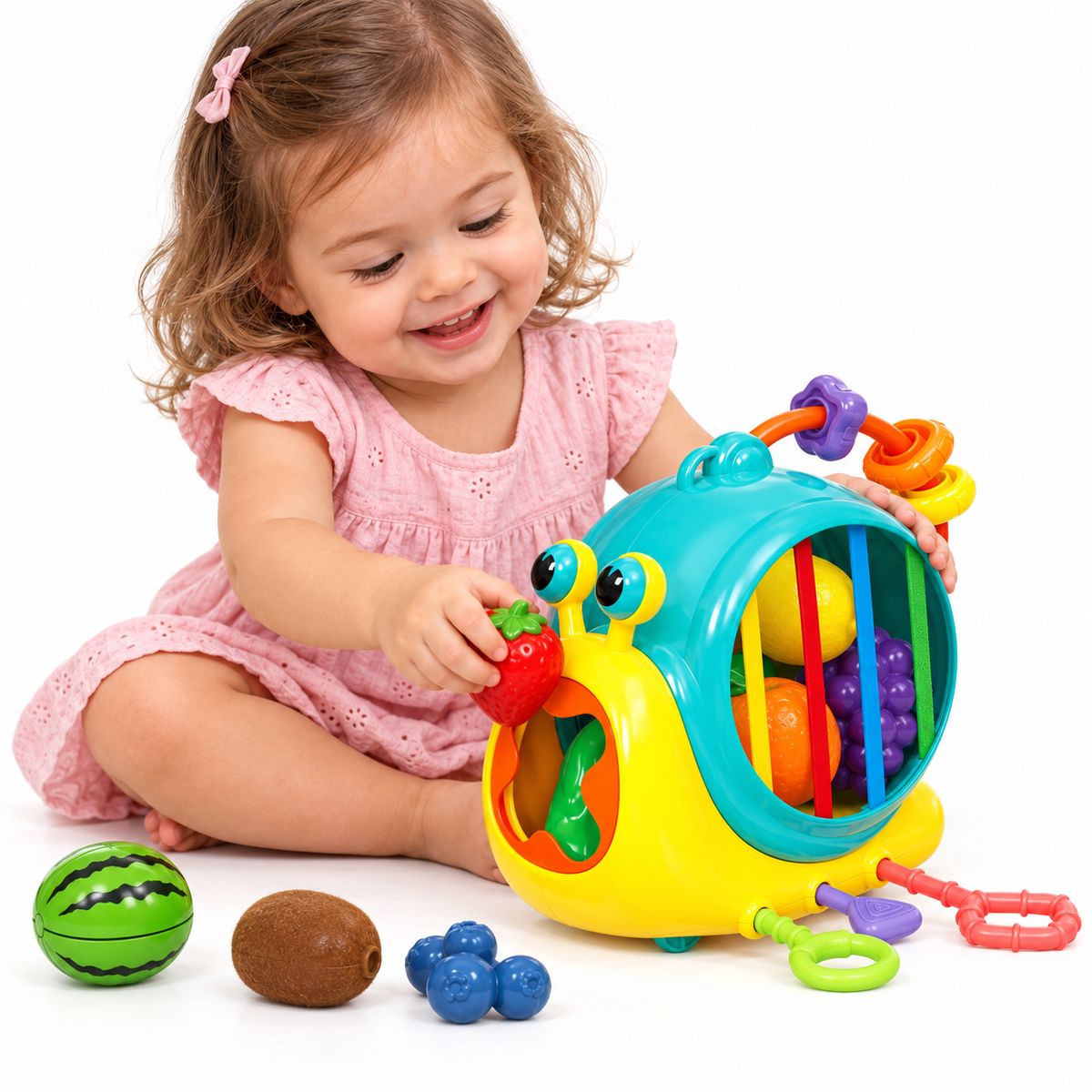 Caracol Didáctico para Bebés con Frutas de Encaje